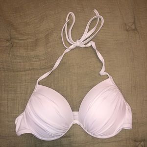 white bra-style bikini top